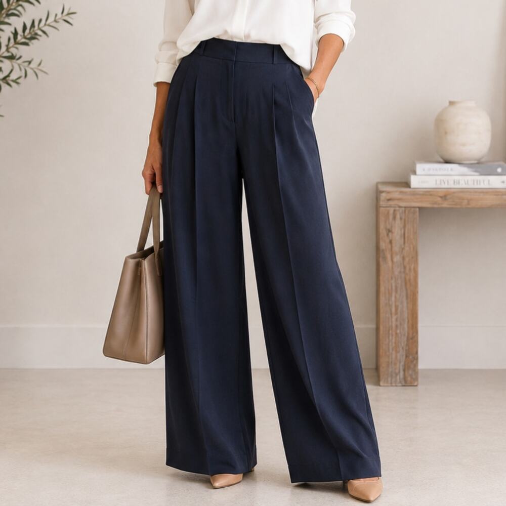 Athleta Brooklyn Heights High Rise Pleated Wide Leg Pant Womens Size 0 Gray NWOT